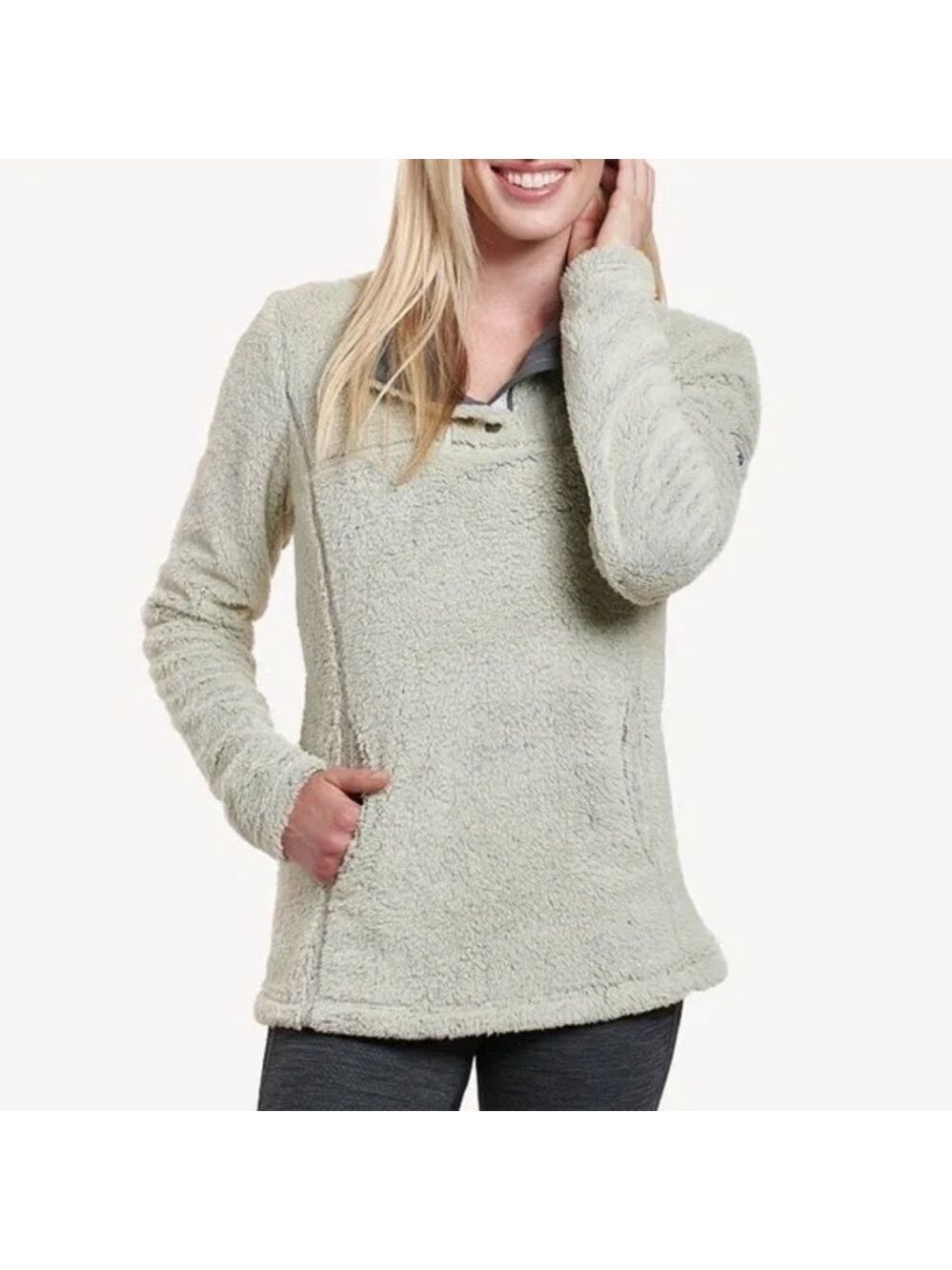 Kuhl Avalon Fleece Snap Neck Pullover High Pile Cozy Tan Womens Size Medium